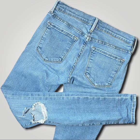 FRAME LE SKINNY DE JEANNE LIGHT WASH BOHO WESTERN DISTRESSED DENIM BLUE JEANS 26 - Picture 5 of 10